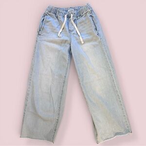 RSQ Girls Extreme Wide-Leg Pull-on Jeans Raw Hem Size Med (10) Light Blue Wash